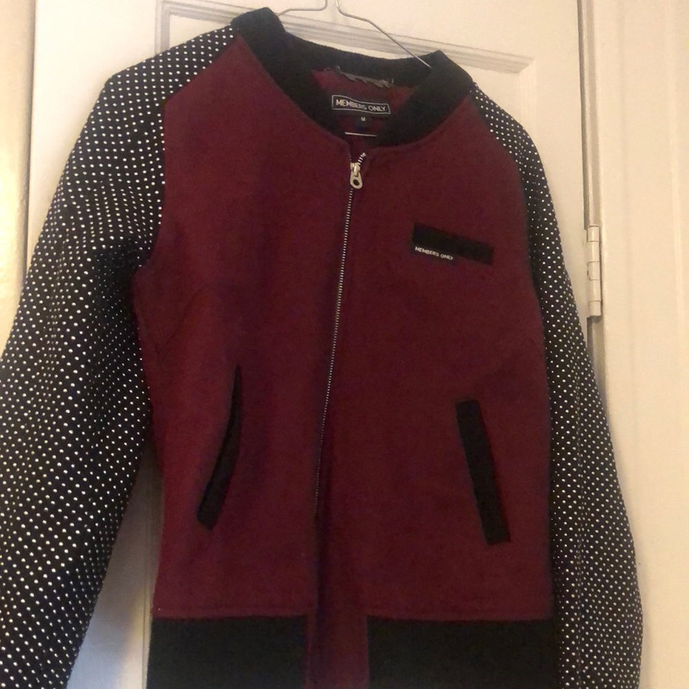 Members only brand jacket with studded sleeves
